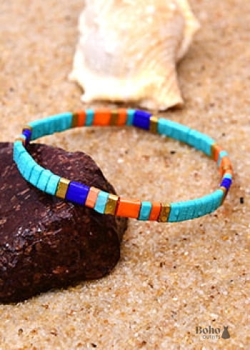 Pulsera Boho, Pulsera Tila Bead, Colorida